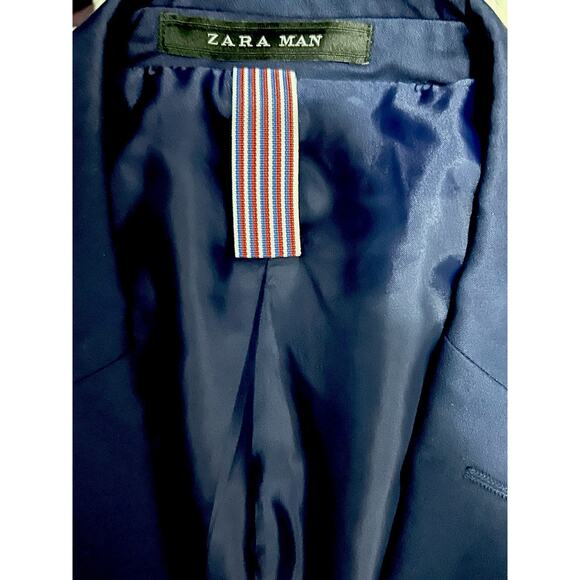 Zara Men’s 2 Piece Blue Navy Suit Basic Collection - Picture 2 of 10